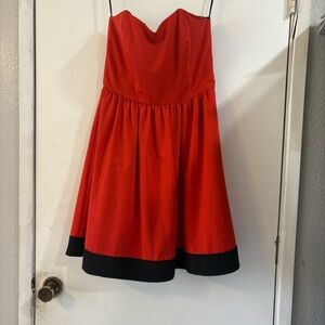 USA Vintage Thread Social Mini Dress Full Skirt Pin Up Retro Orange Black Heart